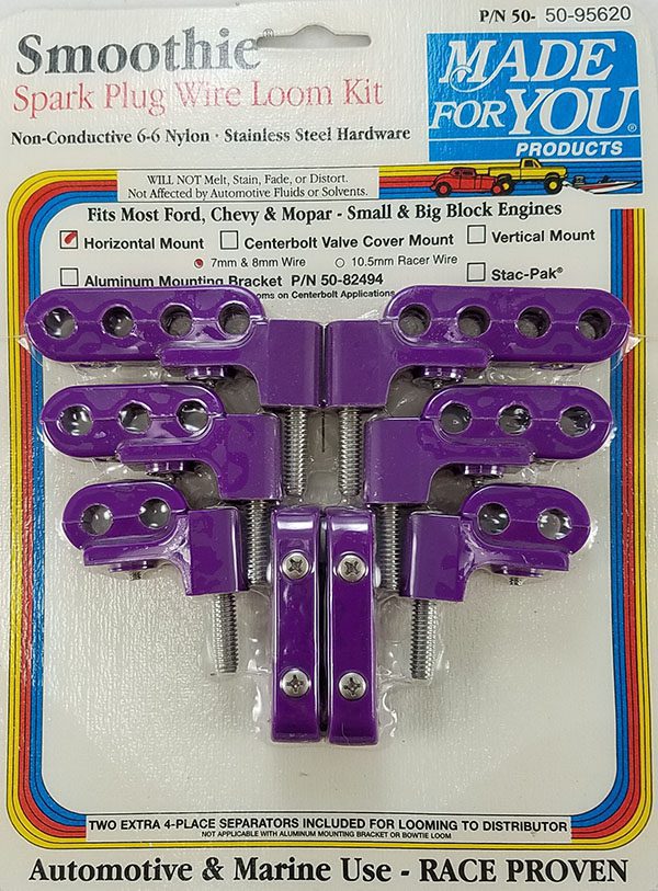 Made4You 5095620 Horizontal Spark Plug Wire Loom Kit, 78mm, Purple Century Performance