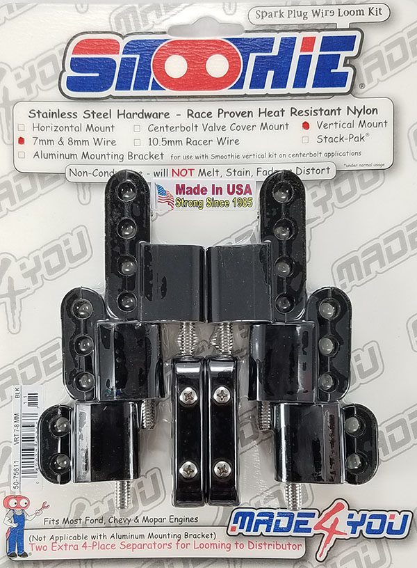 Made4You 5075611 Vertical Spark Plug Wire Loom Kit, 78mm, Black Century Performance Center