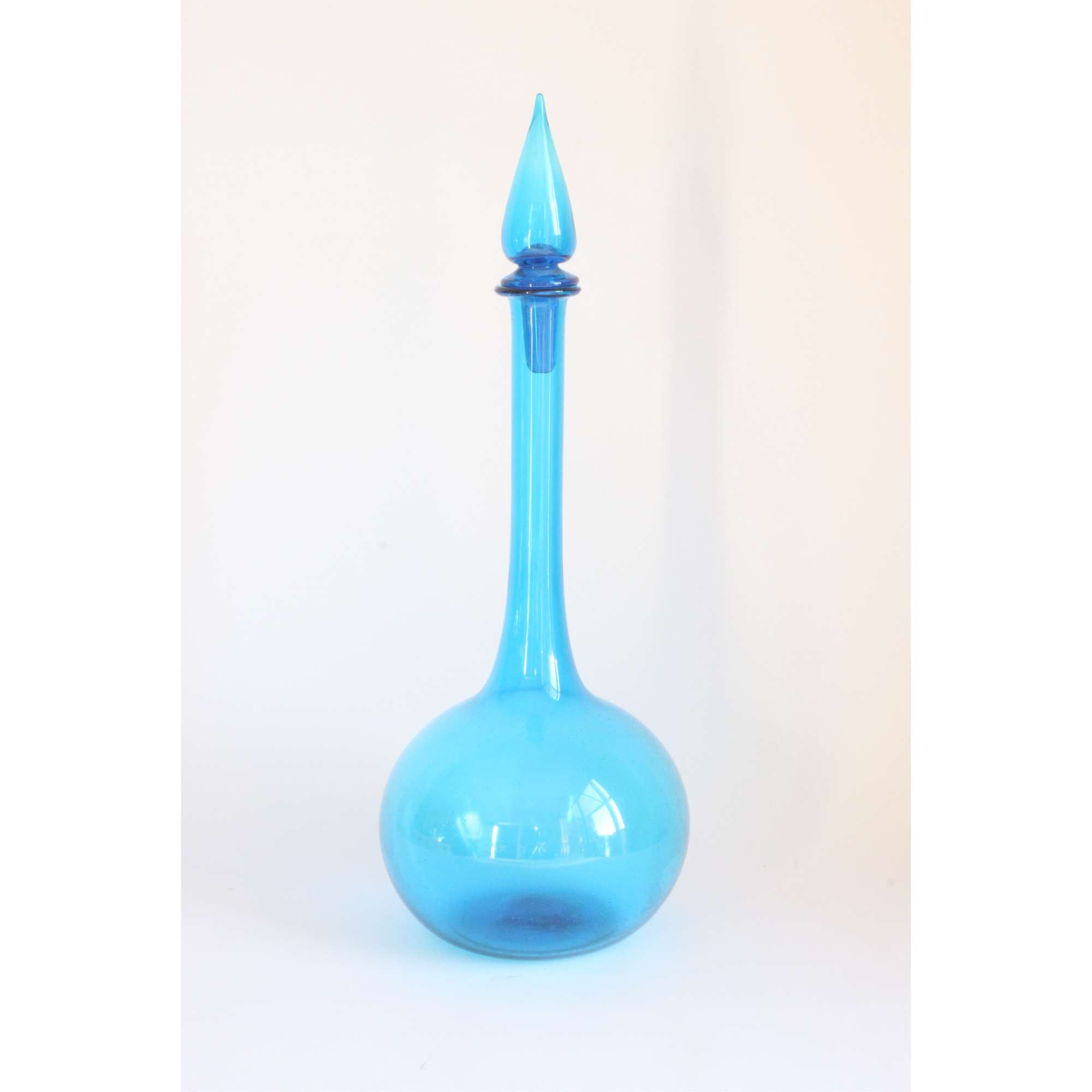 Empoli Glass Genie Bottle Tuscany 1960s Century Soup