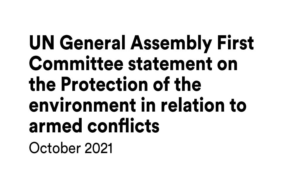UN General Assembly First Committee statement on the Protection of the