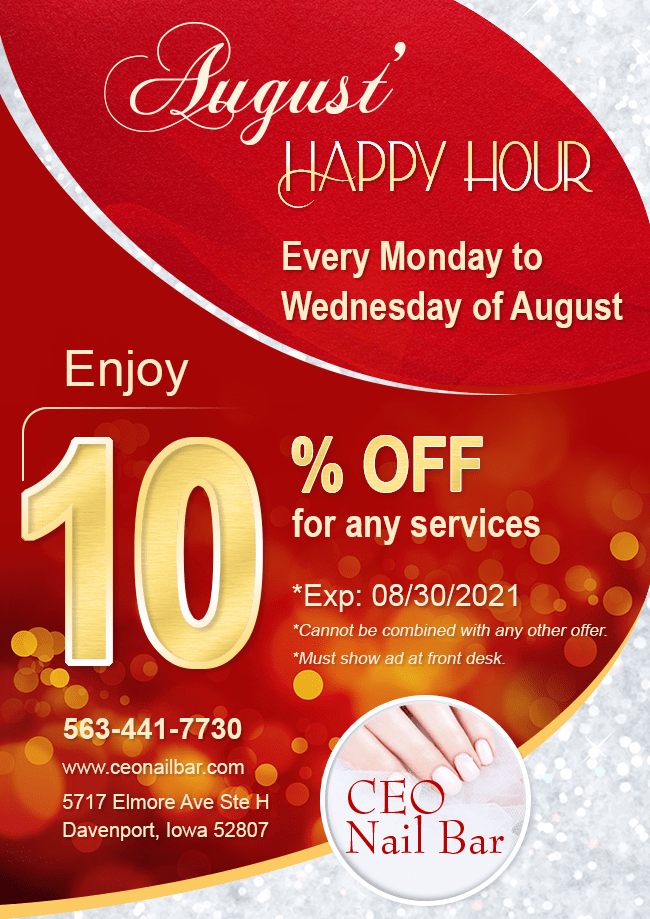 CEO Nail Bar Nail Salon With Monthly Specials Davenport, IA & Quad