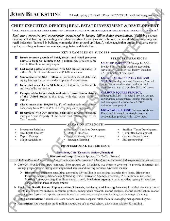 CEO Resume Samples CEO Resume Writer