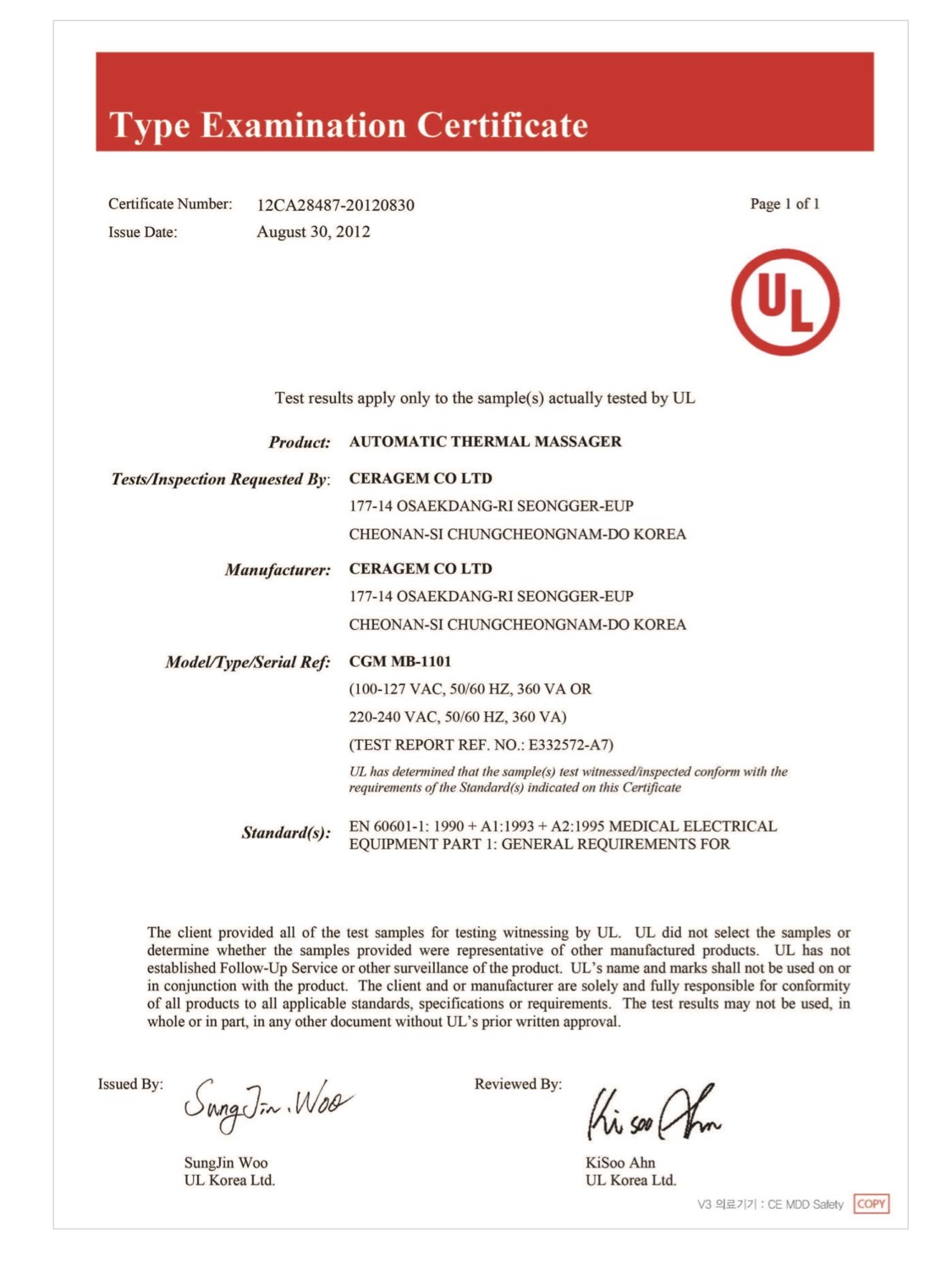 Our Certifications Ceragem Kenya