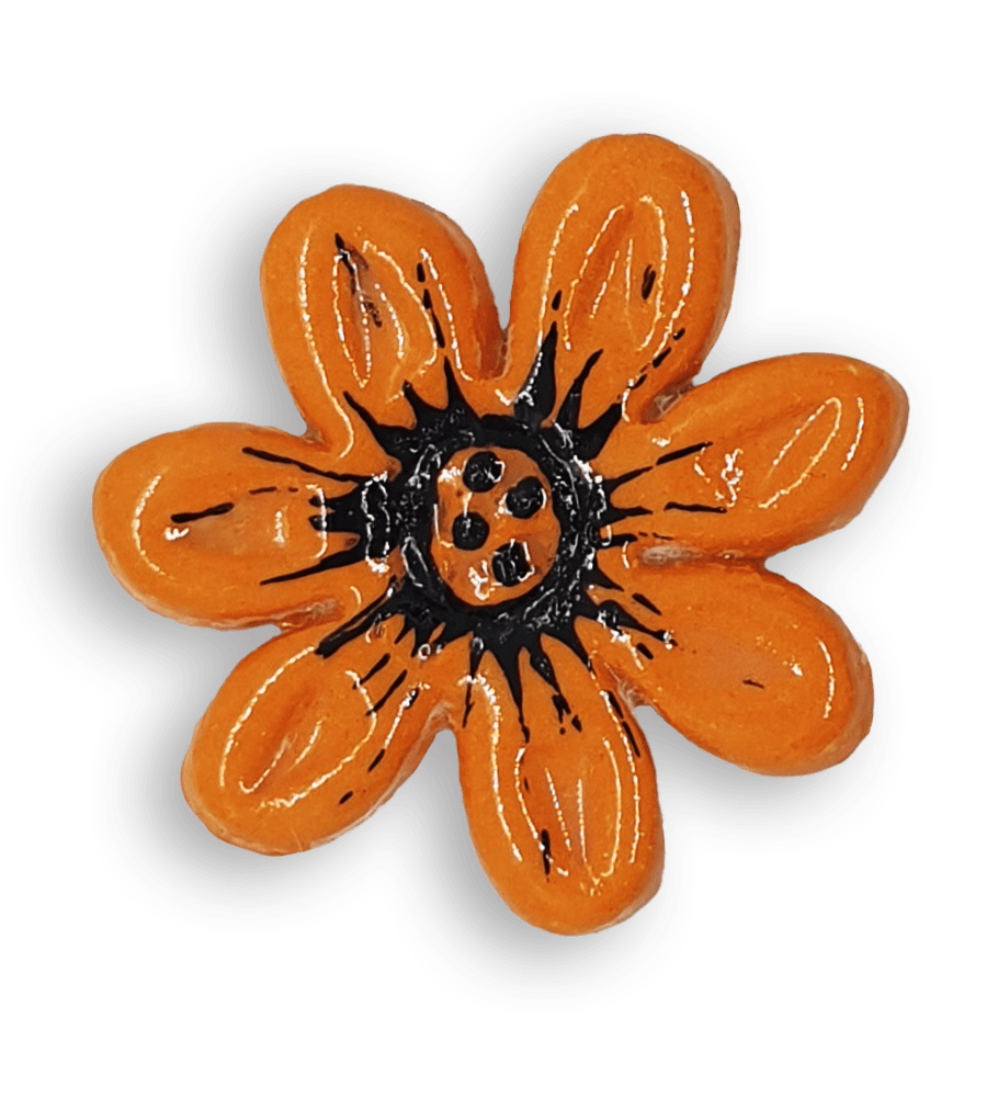 ORANGE SHASTA DAISY Ceramic Candy