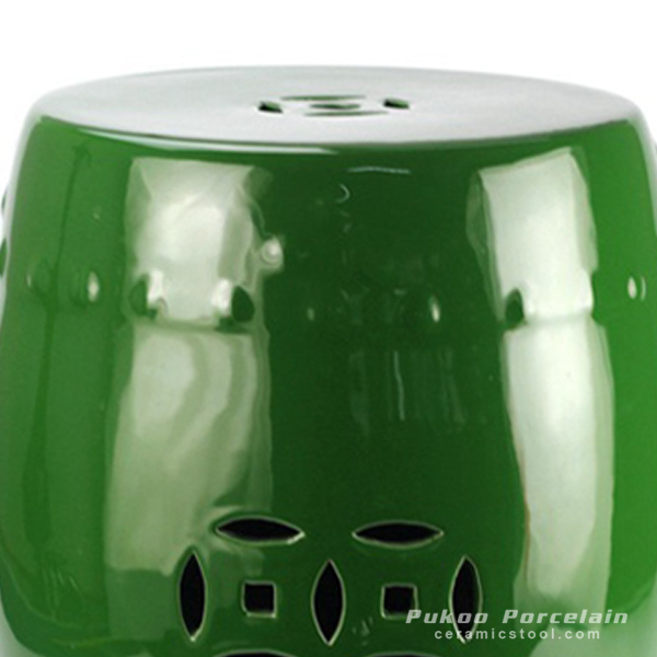 RYKB111C_Plain color glazed green ceramic cheap stool ALL Ceramic