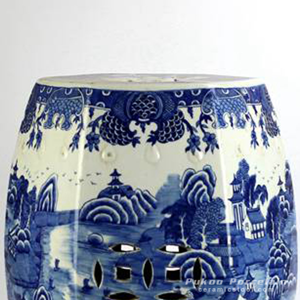 RYLU91C_6 sides hand paint landscape pattern blue and white bathroom