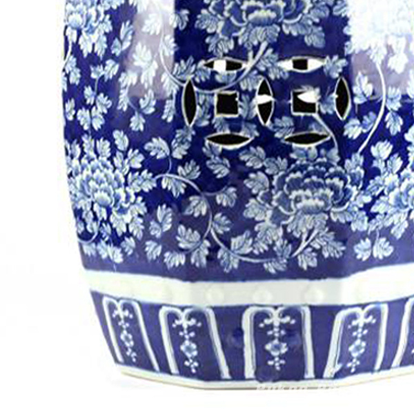 RYLU798SIDE_Hand painted peony pattern blue and white 8 sides ceramic