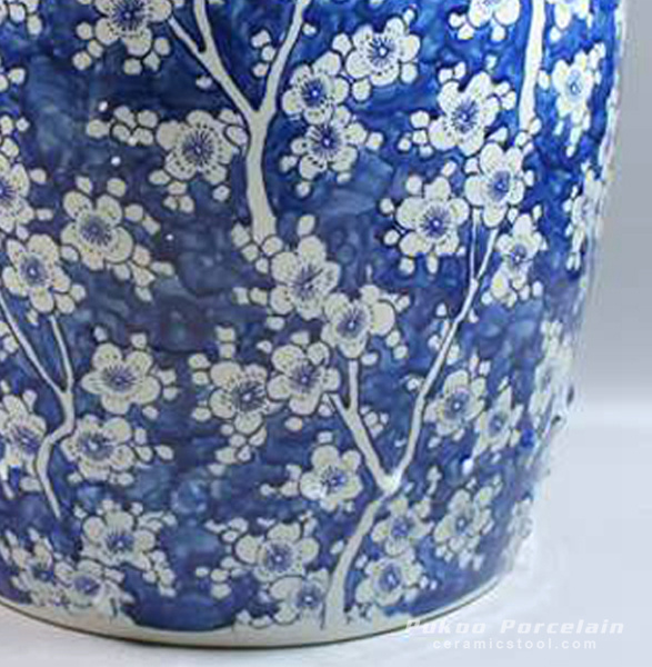 RYZS01_Counter stools Ceramic Blue and White floral Stool ALL Ceramic
