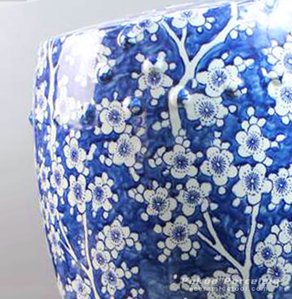 RYZS01_Counter stools Ceramic Blue and White floral Stool ALL Ceramic