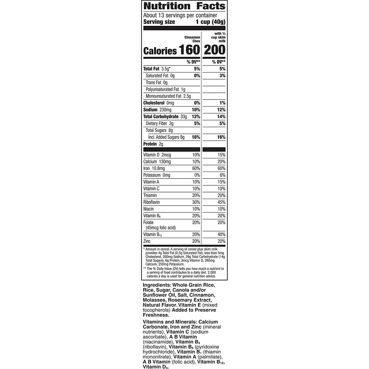 Is Cinnamon Chex Cereal Healthy? Ingredients & Nutrition Facts Cereal