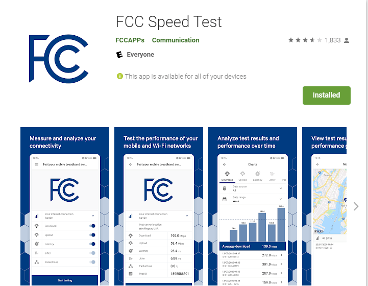 FCC ENCOURAGES PUBLIC TO USE ITS SPEED TEST APP TO MEASURE THEIR