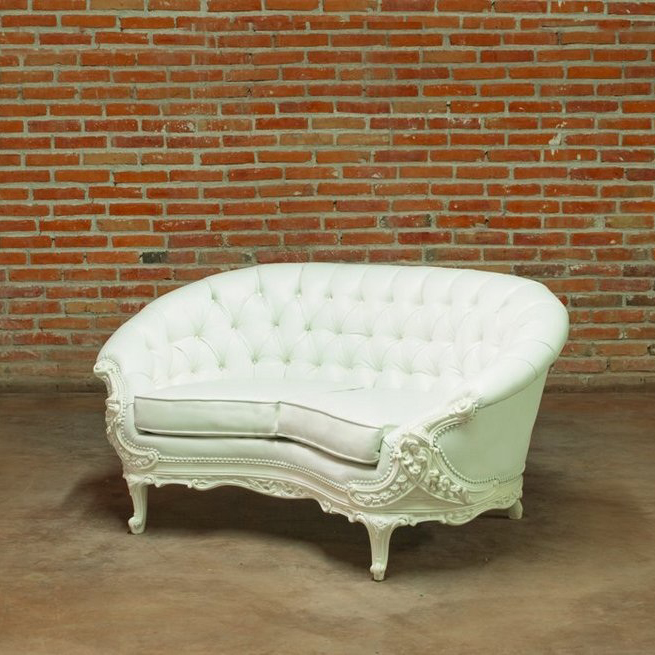 Victorian Leather Curved Loveseat Cerfny