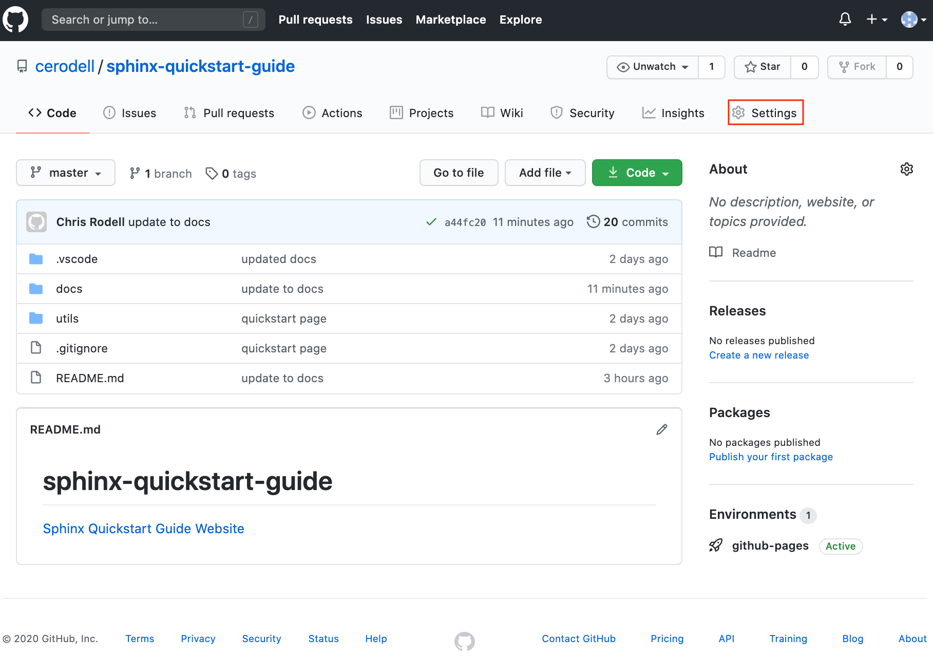 GitHub Pages — Sphinx Quick Start Guide