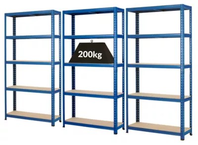 Mega Deal | 3X Schwerlastregal - Tiefe 30 Cm | 200 Kg Pro Fachboden.