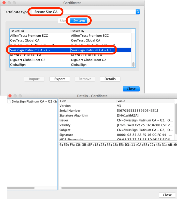 Java Control Panel on Mac Certificate Details