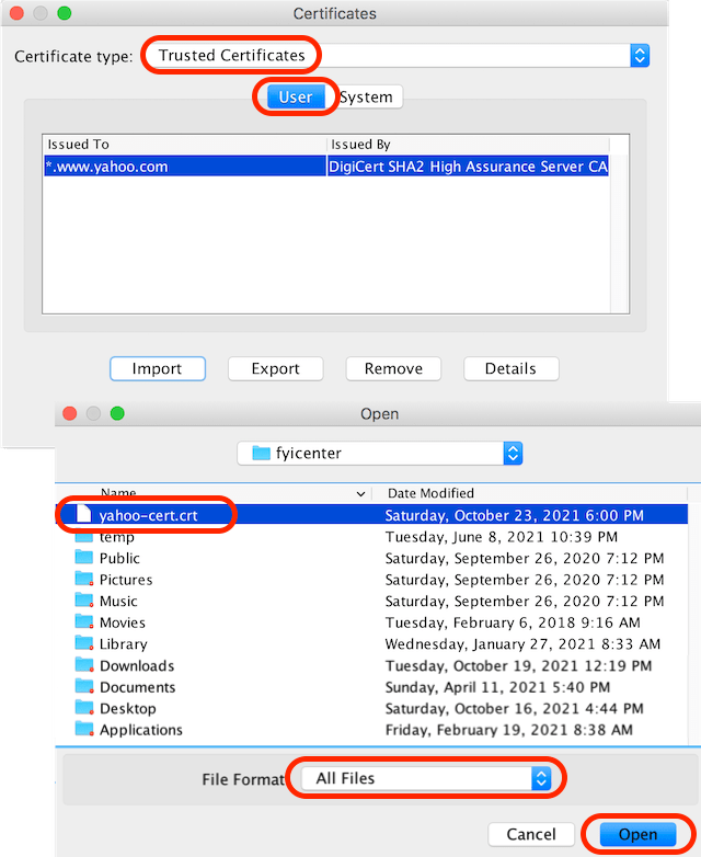 Java Control Panel on Mac Import Certificate