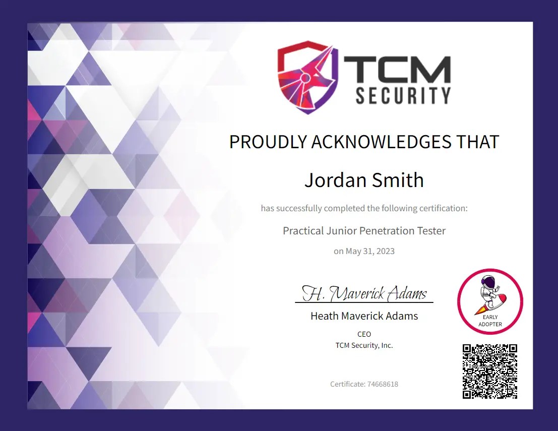 Practical Junior Tester TCM Security