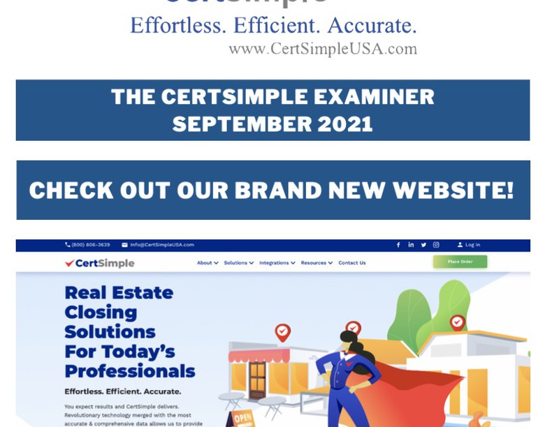 The CertSimple Examiner September 2021 CertSimple Real Estate Tax
