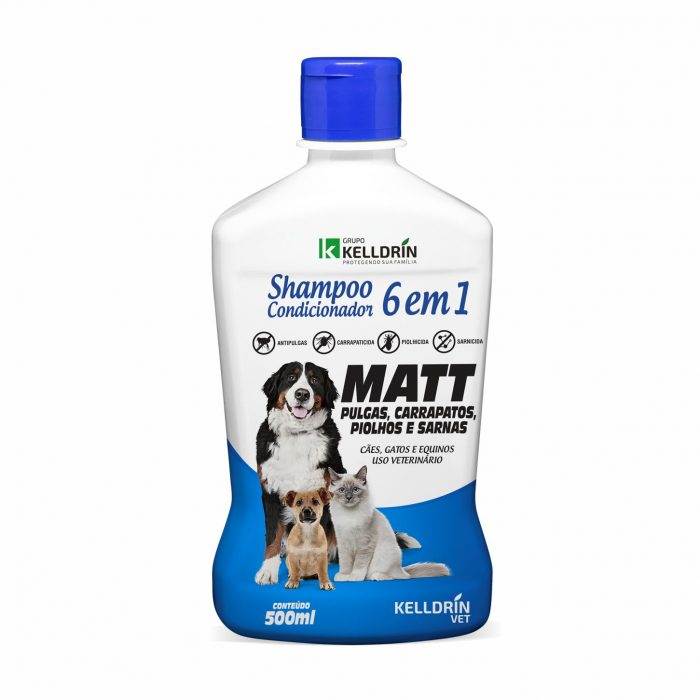 SHAMPOO E CONDICIONADOR PET MATT PULGAS 6 EM 1 KELLDRIN