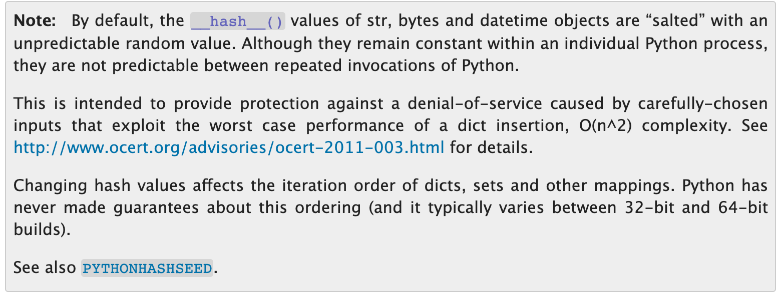 Python的hash函数每次执行结果不一样的问题 Ceshihao