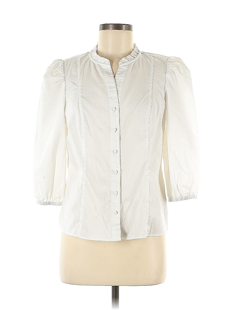 NANETTE Nanette Lepore Ivory 3/4 Sleeve Button-Down Shirt Size M - 75%