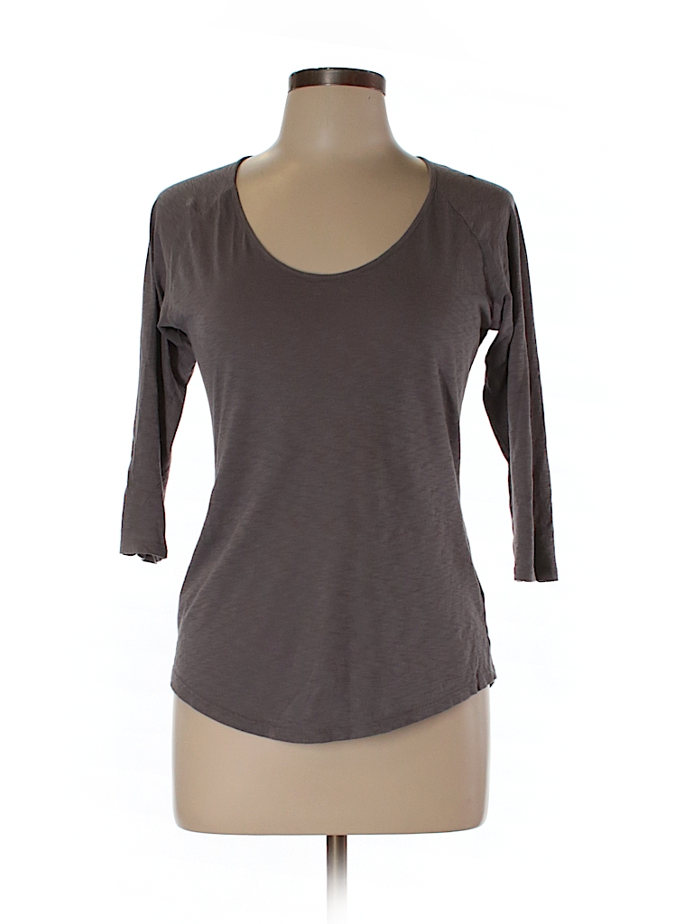 Cynthia Rowley TJX 100% Pima Cotton Solid Gray 3/4 Sleeve T-Shirt Size