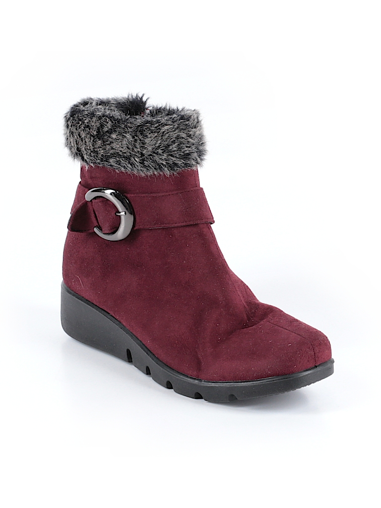 Patrizia by Spring Step Solid Burgundy Ankle Boots Size 40 (EU) 74