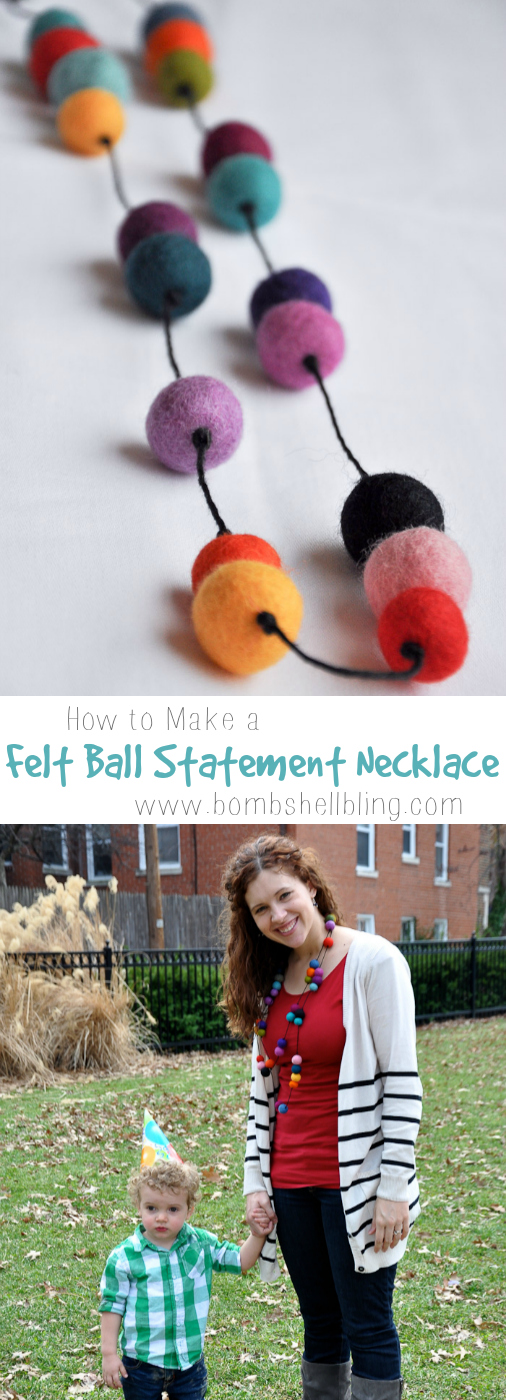 Colorful Felt Ball Necklace Tutorial