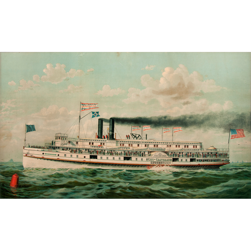 City of Cleveland Steamer Lithograph Cowan's Auction House The