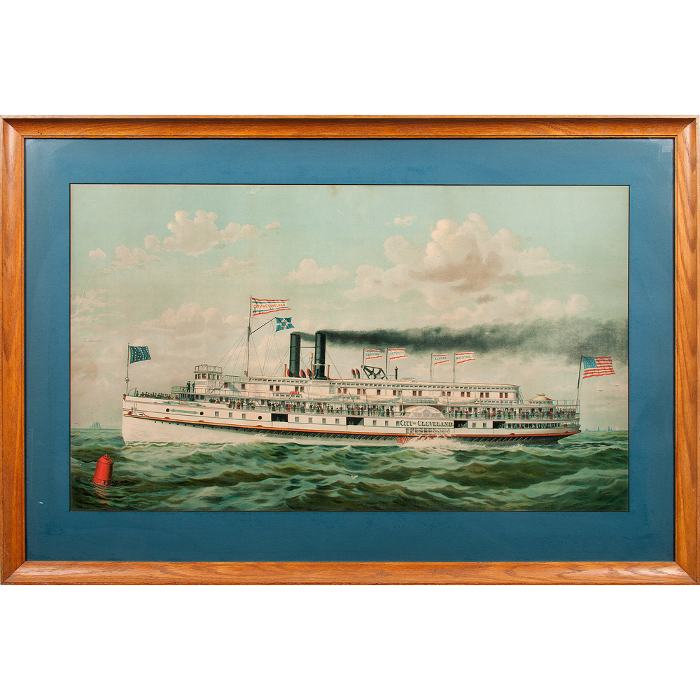 City of Cleveland Steamer Lithograph Cowan's Auction House The
