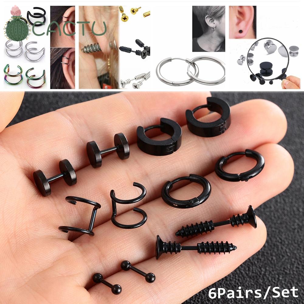 Cactu 6 Pares/Juego De Aretes Para Mujer Y Hombre/Conjunto De Aretes De Cartílago Hélice De Oreja De Aro/Aretes De Aro De Barra De Barra De Joyería De Cuerpo Piercing De Joyería Tragus