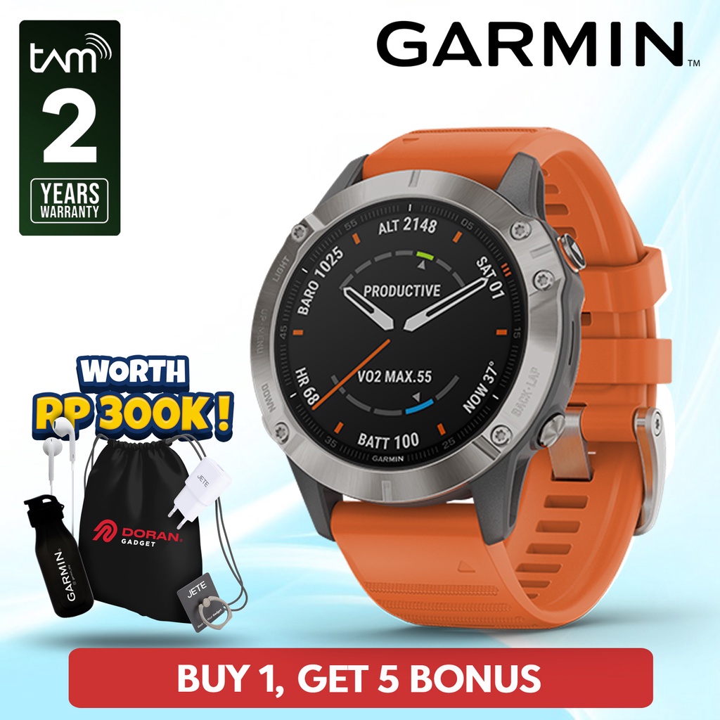 Jual Garmin Fenix 6 Sapphire Titanium With Ember Orange Band - Garansi Resmi Tam 2 Tahun | Shopee Indonesia