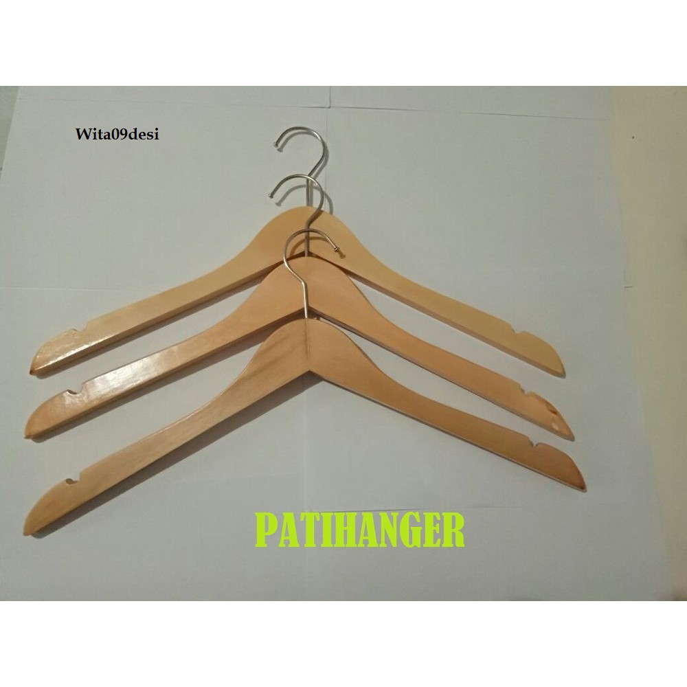 Jual Hanger Kayu Natural Dewasa/Gantungan Baju Kayu Natural Indonesia