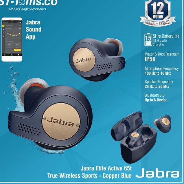 Jual 1278♘ Jabra Elite Active 65T / Elite 65T Active Wireless Sport - Copper Blue ❤ | Shopee Indonesia