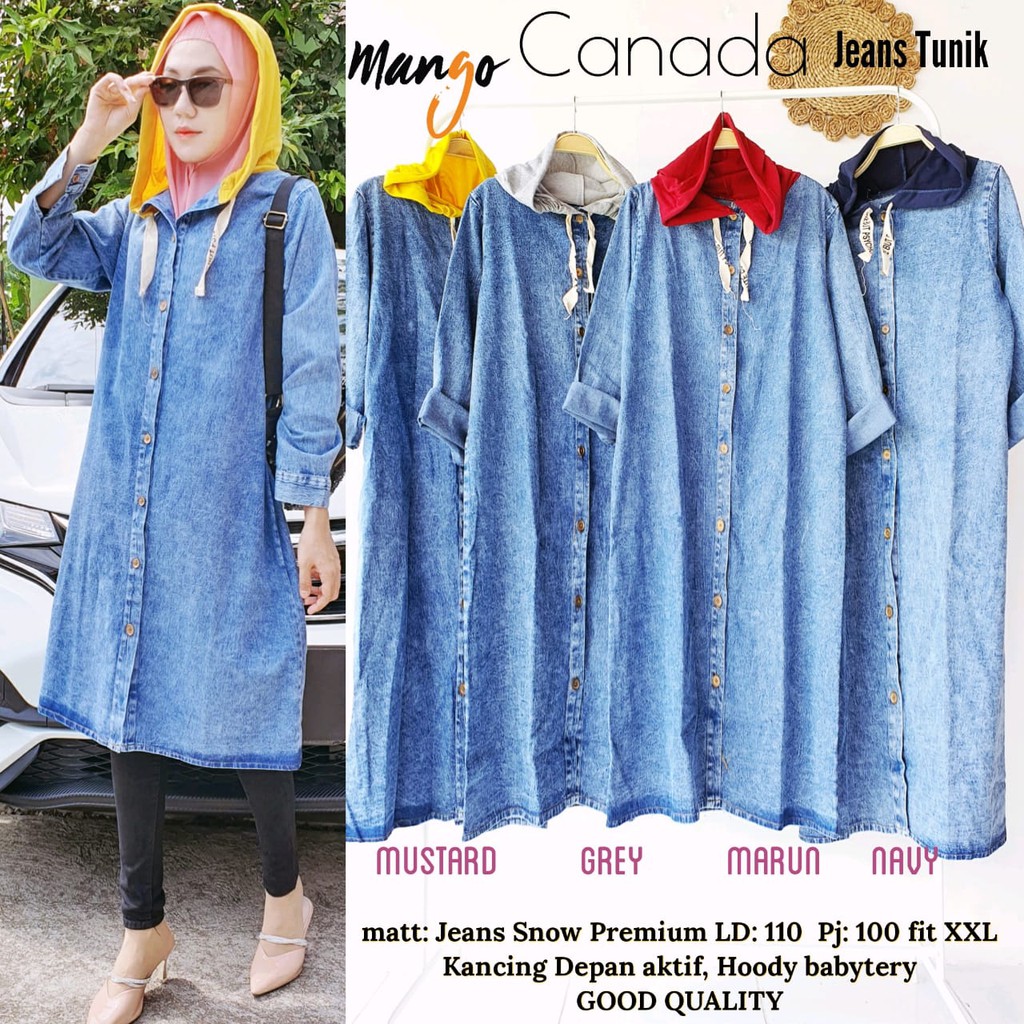 NEW TUNIK JEANS / BAJU ATASAN MUSLIM TUNIK JEANS TRENDY