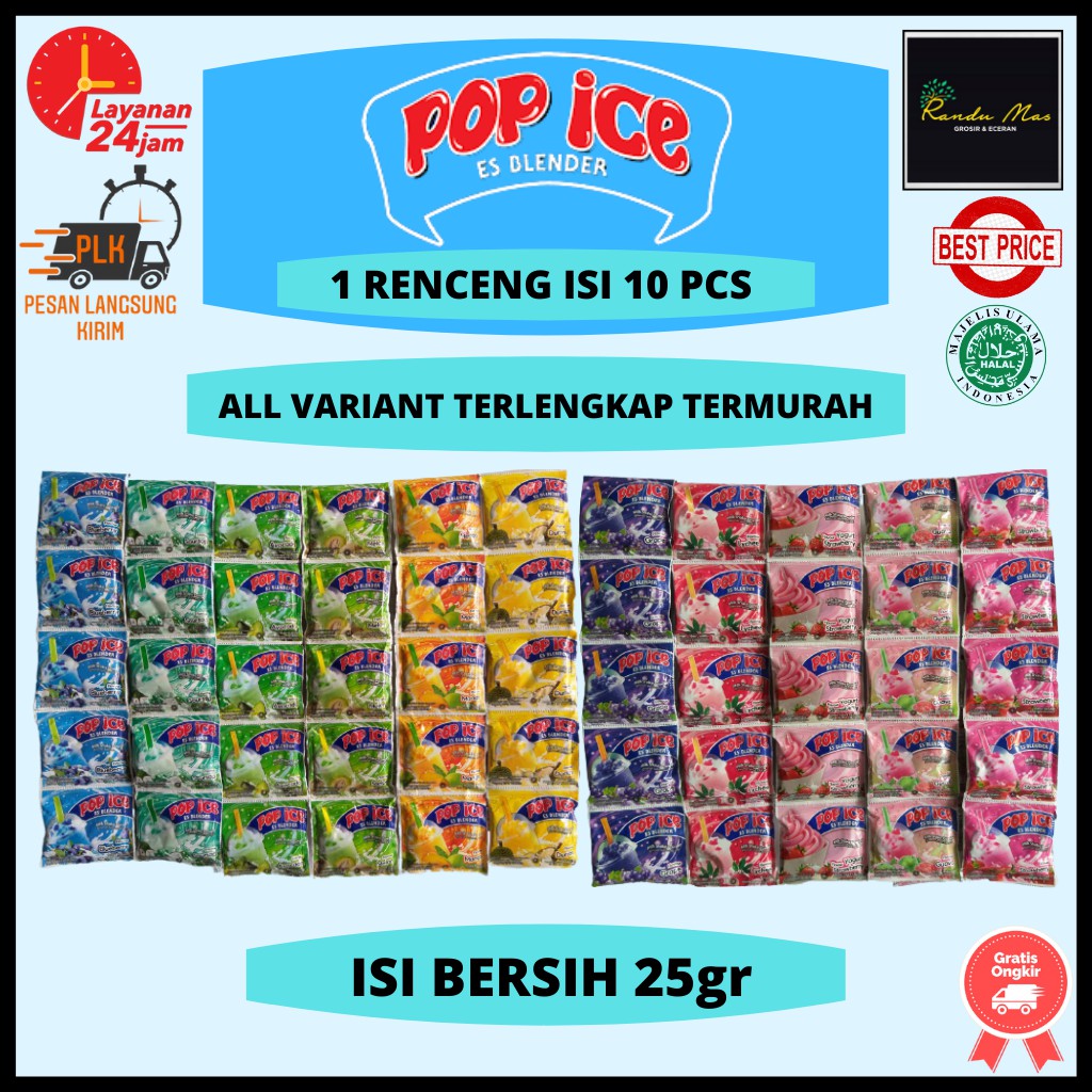 Jual Pop Ice Es Blender Renceng 25gr Aneka Rasa Isi 10 Sachet Minuman