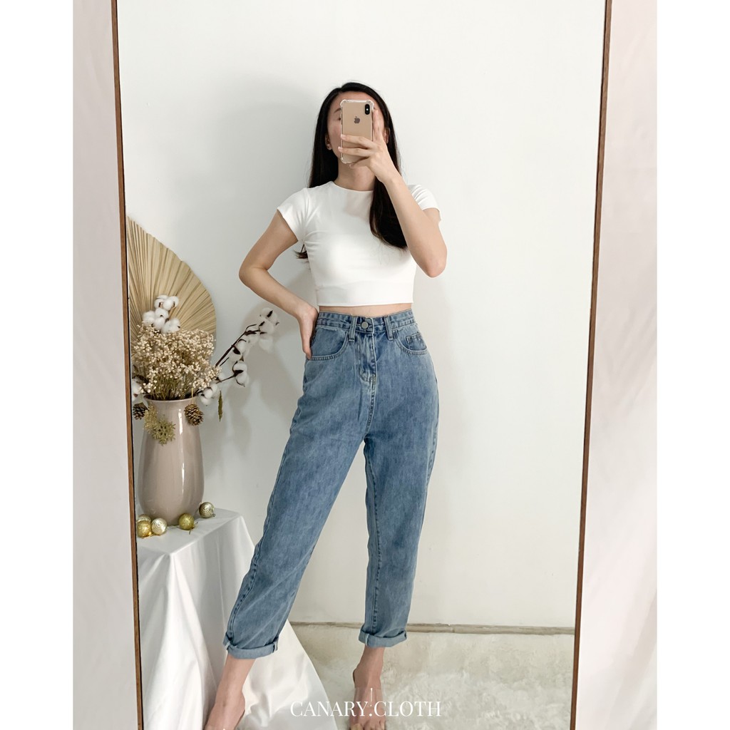 Jual Oliver High Waisted Boyfriend Jeans (Import) - Celana Jeans / Celana Panjang / Celana Highwaist | Shopee Indonesia