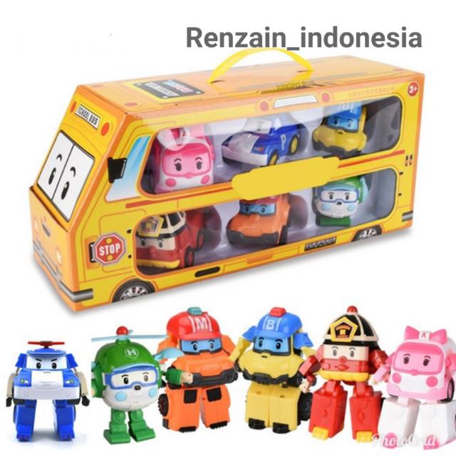 Jual Mainan Anak Robocar Poli Car 6 Pcs In 1 Set With Bus Packaging | Shopee Indonesia