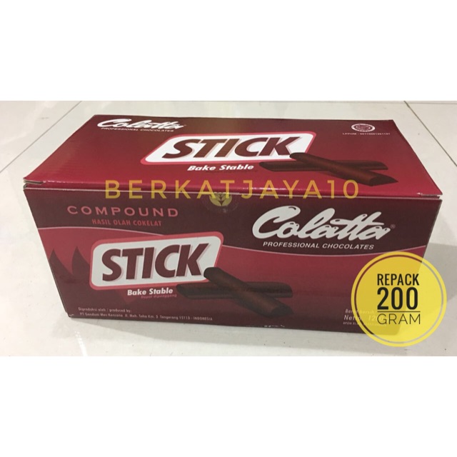 Jual Murah Repack 200 Gram Colatta Stick Tahan Panggang Collata Colata Bake Stable Coklat Halal | Shopee Indonesia