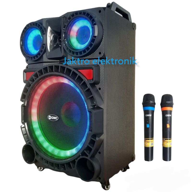 Jual Speaker Bluetooth Karaoke GMC 899K 15inch Plus 2 Mic Wirelles