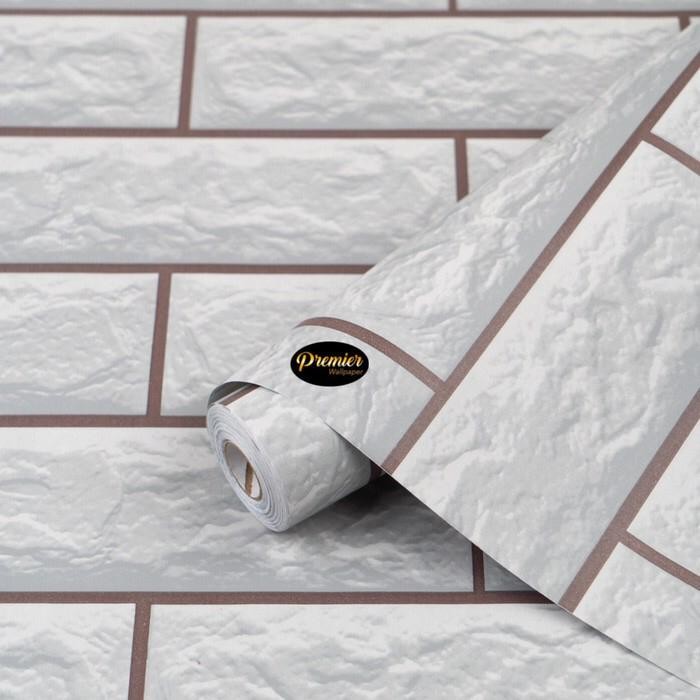 Jual wallpaper sticker dinding motif batu bata putih Shopee Indonesia