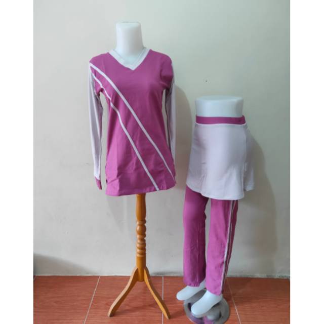 Setelan baju senam panjang rok warna ungu kombinasi abu-abu | Shopee  Indonesia