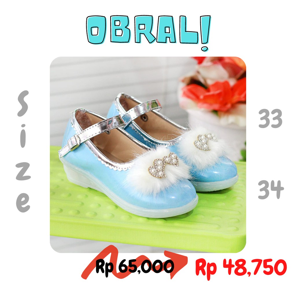 sepatu pesta hak anak perempuan 512 tahun pita bulu SAP04A Shopee
