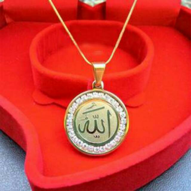 Jual Kalung Pria Wanita Titanium Gold Liontin Lafadz Allah Indonesia|Shopee Indonesia 640_X_640_jpg