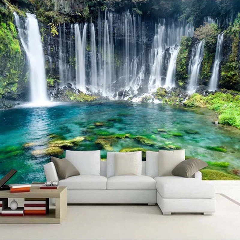 Jual Kustom 3D Foto Wallpaper Pemandangan Alam Air Terjun Yang Indah Besar Mural Sofa Ruang Tamu Kamar Indonesia|Shopee Indonesia 800_X_800_jpg