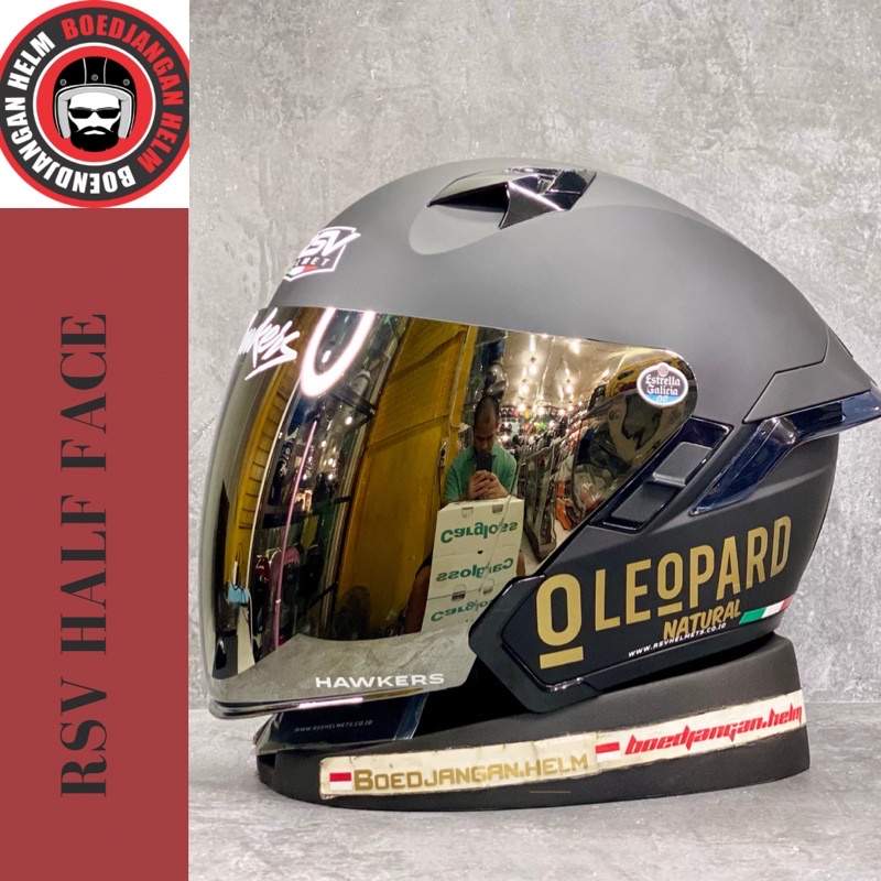 Jual RSV HELM SV300 SOLID BLACK DOFF DOUBLE VISOR HALF FACE RSV