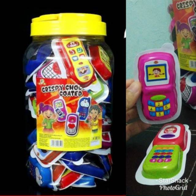Jual Pusan Crispy Chocolate Coated Bentuk Hp Isi 40Pcs/ Coklat Toples | Shopee Indonesia