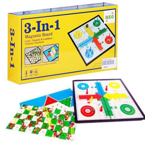 Mainan Anak 3 in 1 Board Games ludo Halma snake