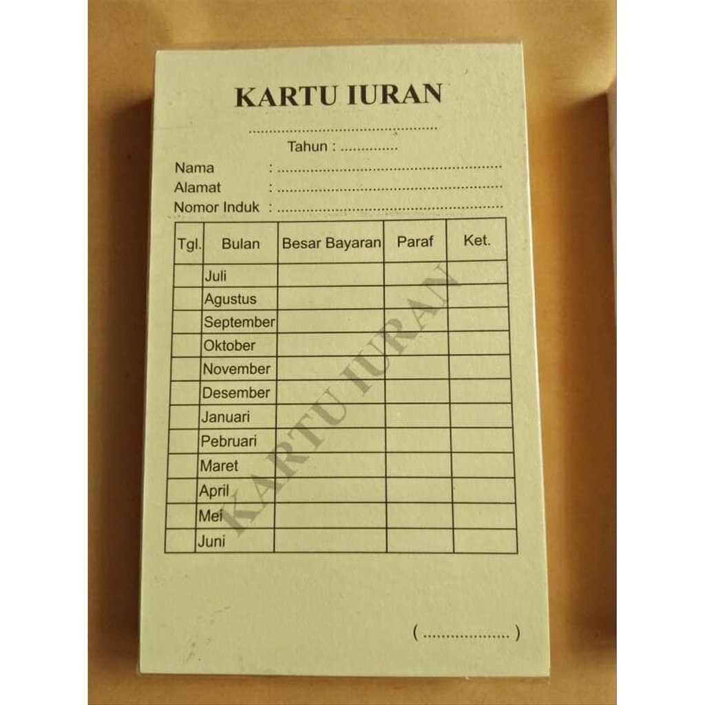 Cetak Kartu Iuran / SPP / Pembayaran / Absensi / Arisan