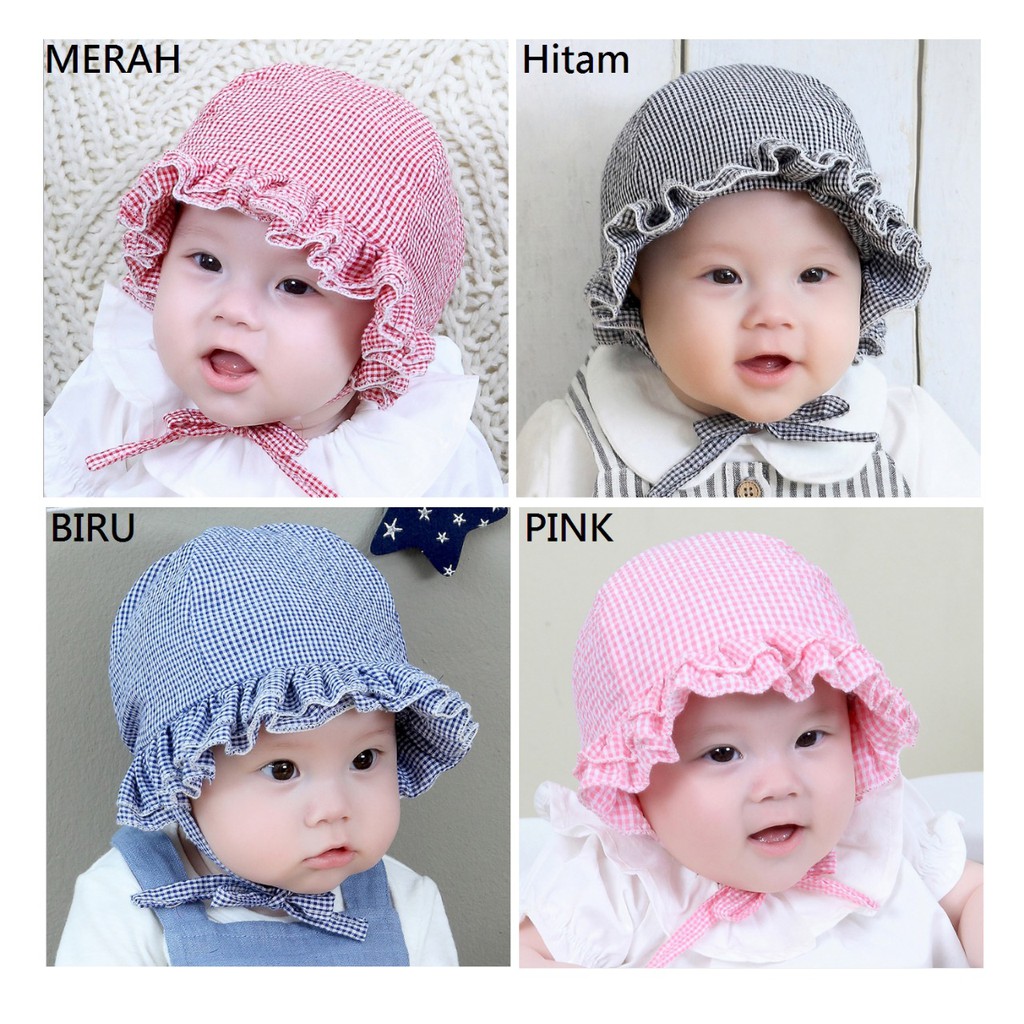 Topi Bayi Polos / Topi Anak Cewek / Topi Bayi Cantik Shopee Indonesia